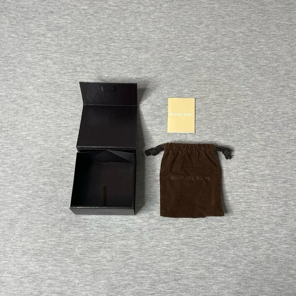 Michael Kors 3.5” x 3.5” Black Brown Jewelry Watch Gift Box & Pouch 3 PCS. Set